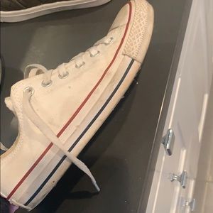 White low top converse, size 8